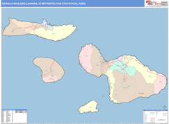 Kahului-Wailuku-Lahaina Metro Area Digital Map Color Cast Style